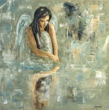 1110 anioł kobieta abstract painting